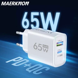 65W GAN Charger USB Type C Charger Mobile Phone Charger Fast Charging For iPhone 14 13 Xiaomi Samsung Quick Charge 3.0