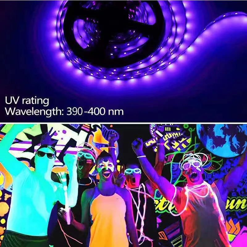 Imagem -02 - Tira de Luz Fluorescente Led Luz uv Pintura Corporal de Festa Disco Barra de Pintura Corporal dj Smd 2835 5050 Nível uv 395405nm Dc12v 5m