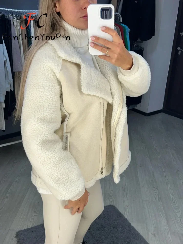 Womens Coat Autumn Winter 2024 New Loose Big Lapel Lambswool Covered Button Jacket Fashion Casual Faux Fur Soft Warm Coats Women