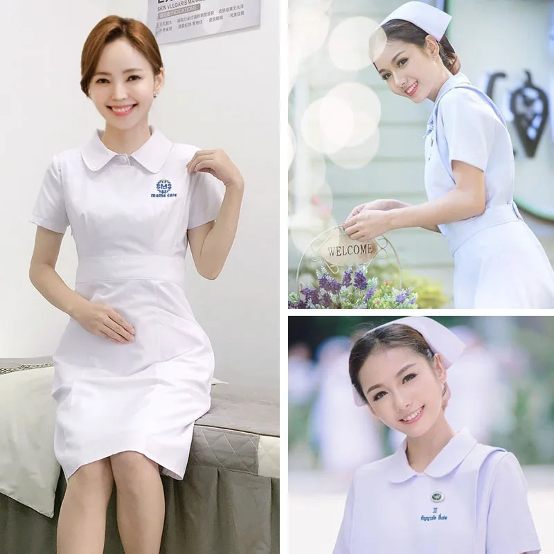 

Spring Summer New Dental Hospital Nurse Dress Apron Beauty Therapist Maternity Postpartum Care Worker Uniform Polyester Workwear
