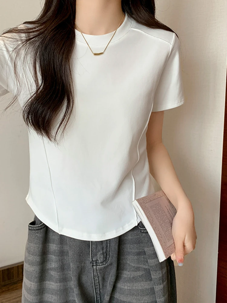 2023 Summer Cotton Women T-shirt Crop Tops Short sleeve T shirt Short Sleeve clothing t shirts Tops Tee Women's clothing