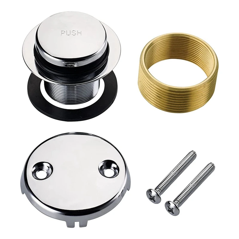 Chrome Tip Toe Bathtub Tub Drain Conversion Kit Assembly, Tub Drain Trim Kit With Two Hole Overflow Faceplate