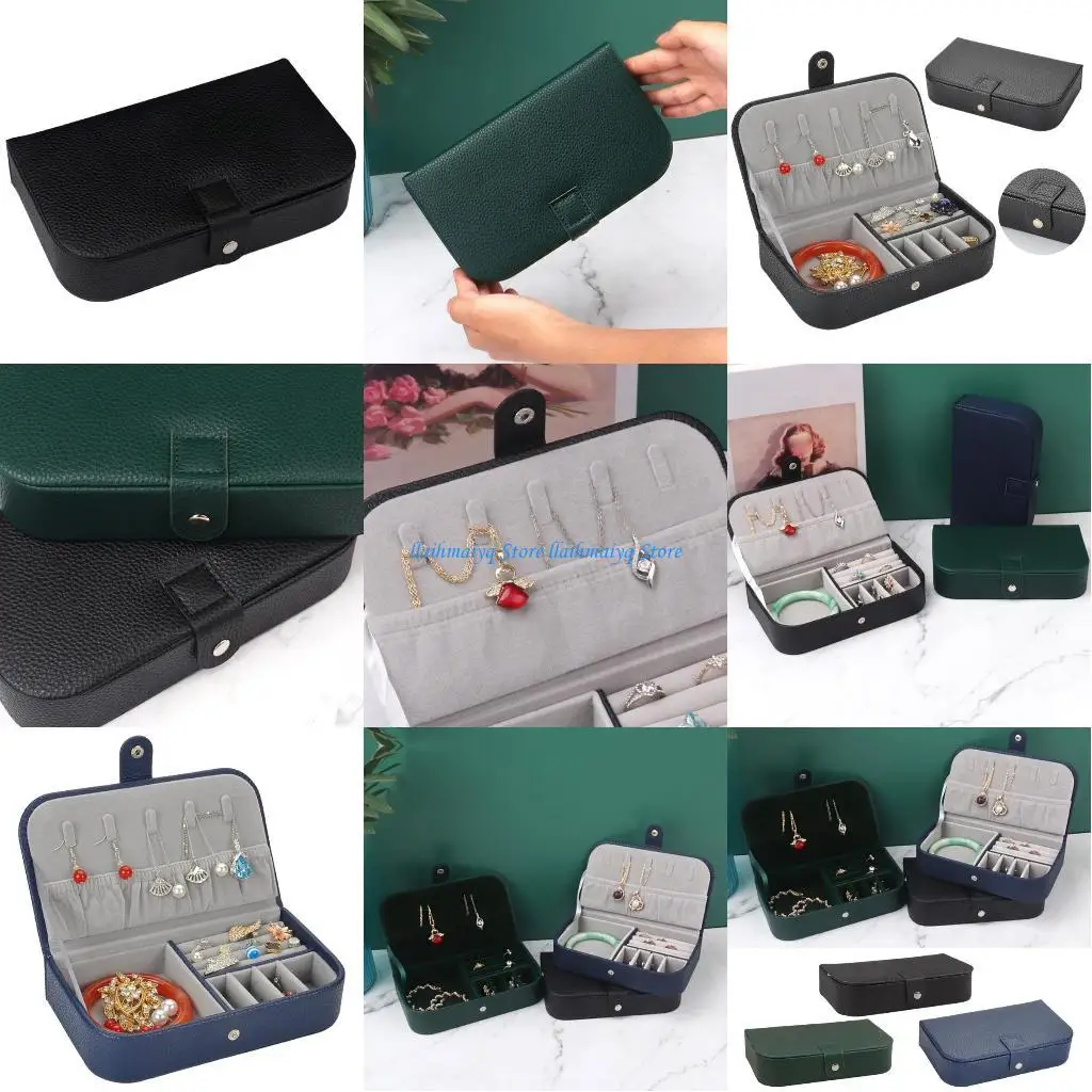 

573B Роскошная шкатулка для драгоценностей Органайзер для хранения подарков Дорожная витрина с декором кнопок