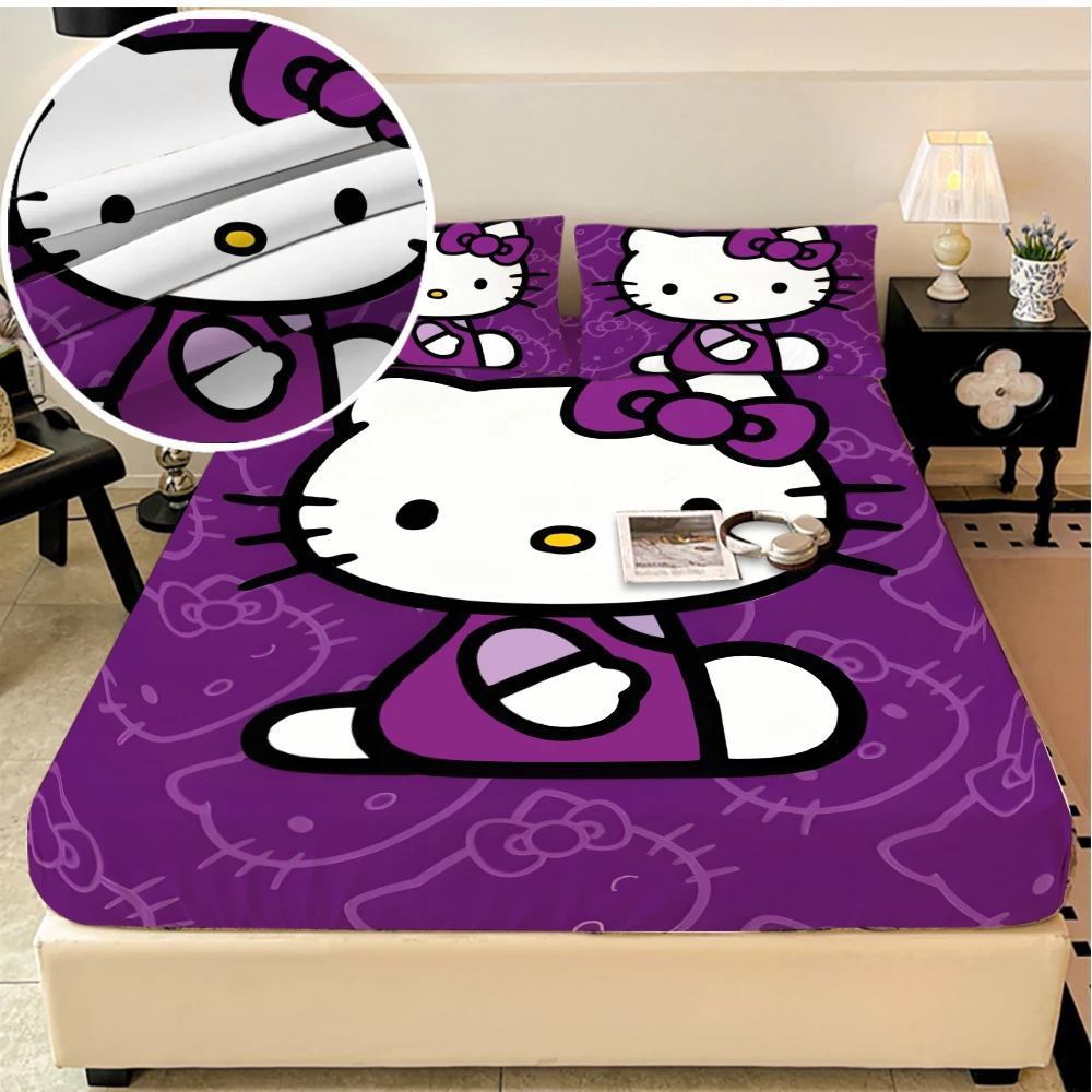 

Sanrio Hello Kitty elastic bed Sheets, double bed sheets, Soft and warm velvet bedspreads, mattress covers, bed sheet protectors