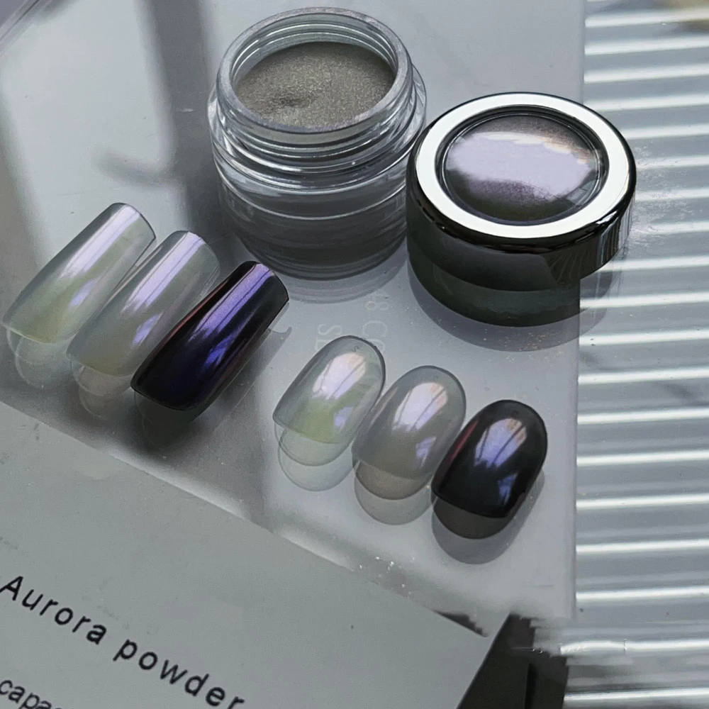 1jar espelho mágico holográfico laser prego em pó auroras espelho iridescente cromo prego em pó luar prego glitter esfregando poeira