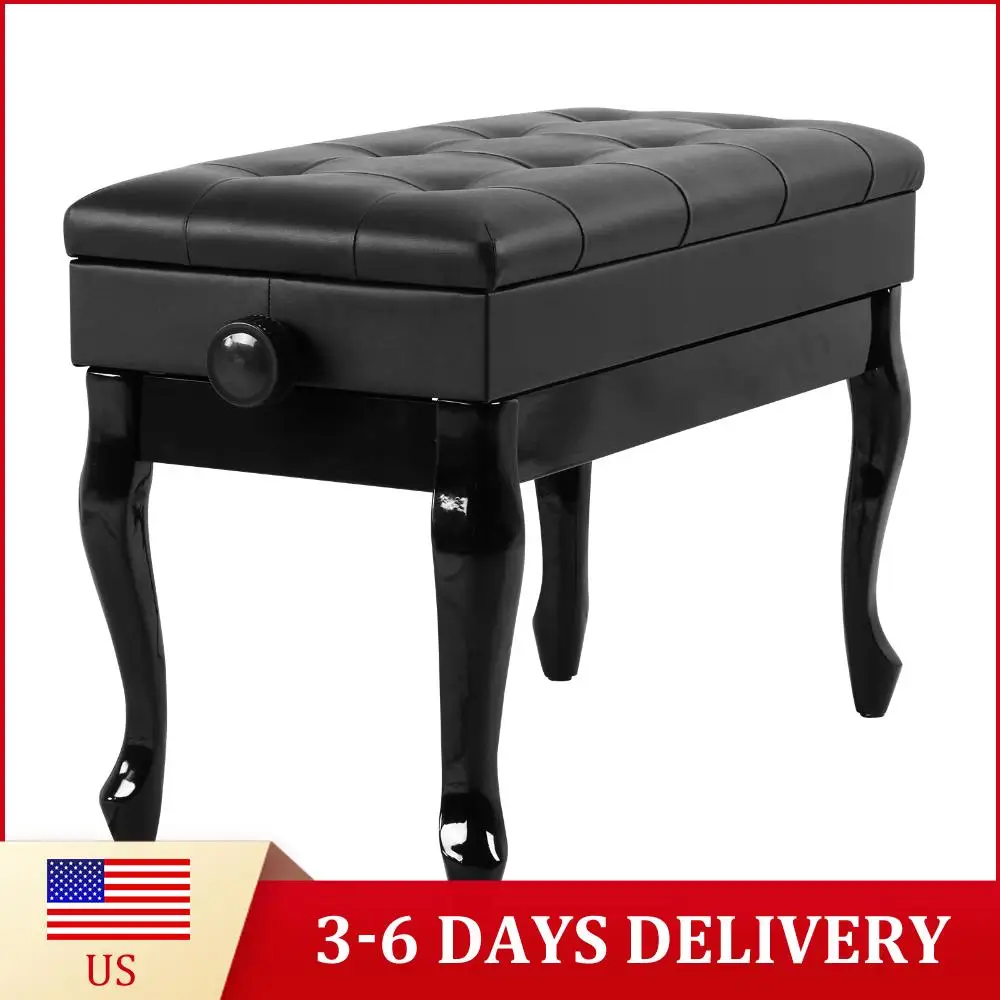 

PU Leather Cushion Piano Seat with Bookcase Height Adjustable Musician Chair Multi-Purpose for Home/Music Room/Classroom