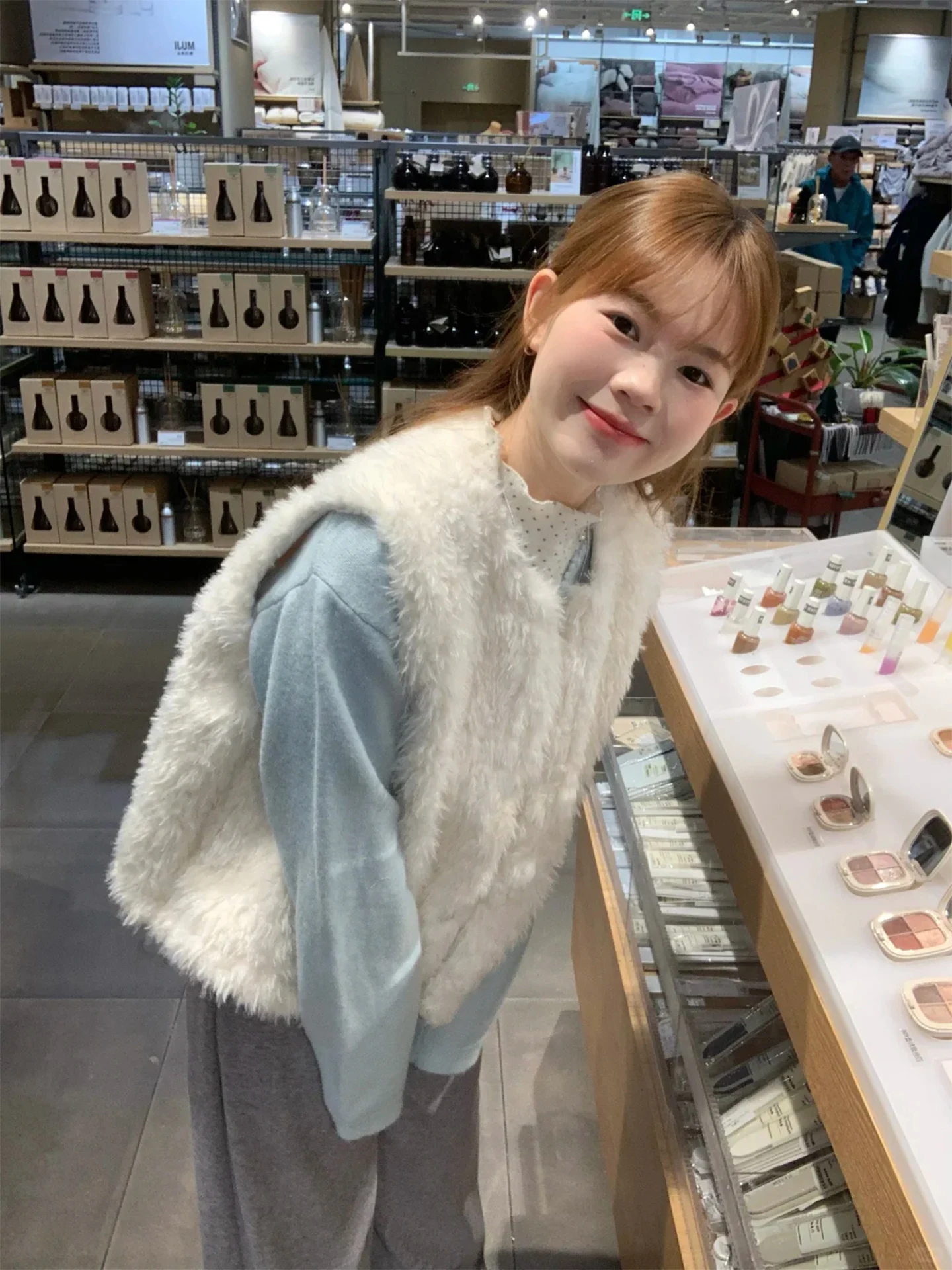 

Korean Sle Soft Plu Vest Women's Spring Autumn New Svel Loose Versatile Slimming Outerwear round Ne Single Button