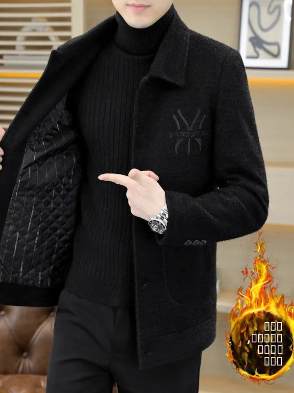 

Мужское повседневное шерстяное пальто-джат на осень-зиму для поездок на работу, повседневная универсальная модная верхняя одежда со стойкой