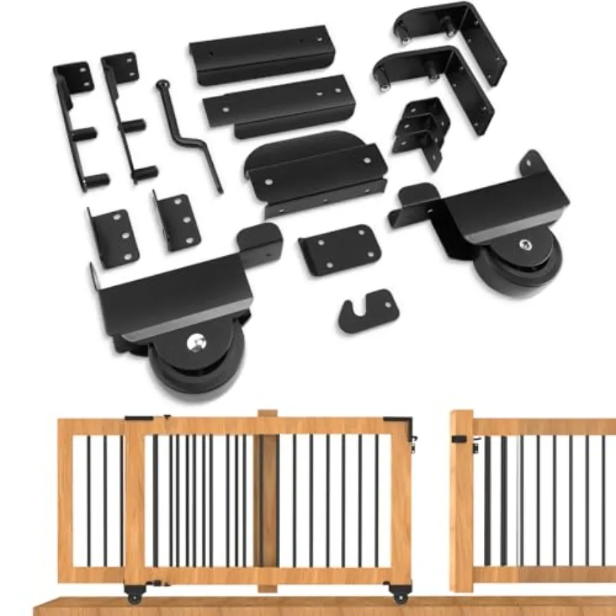 

Sliding Gate Kit Heavy Duty Sliding Gate Hardware for Smooth, Secure Gate Operation and Easy Installation, Black