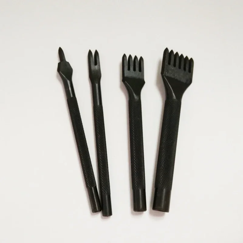 

4 шт./компл., набор инструментов для рукоделия из кожи с интервалом 4 мм, CR-V, черный ромбовидный резак, инструменты для перфорации кожи, 1, 2, 4 и 6 зубов