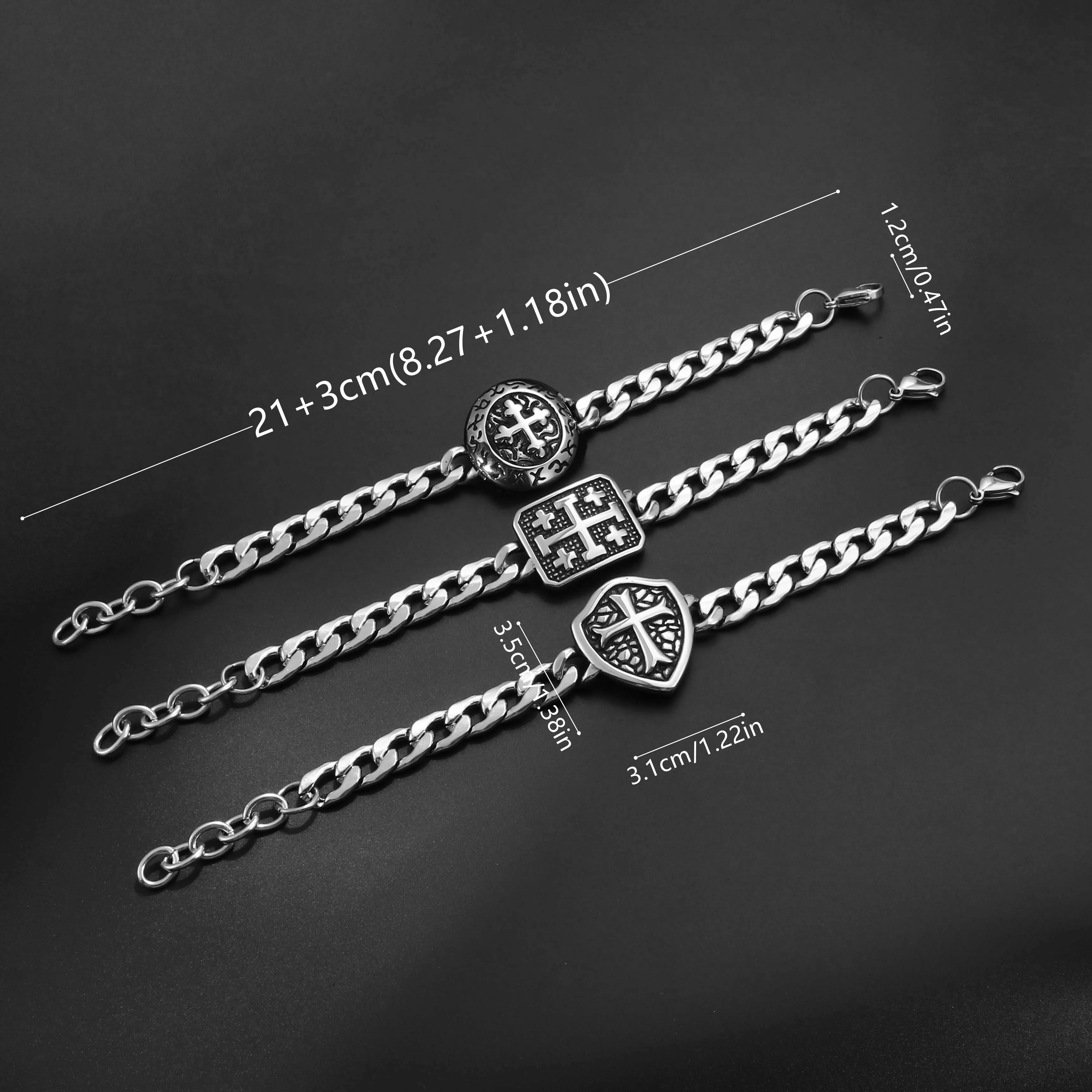 1PC Vintage Stainless Steel Prayer Chain Bracelet for Men Jesus Cross Bracelet for Men Spiritual Jewelry