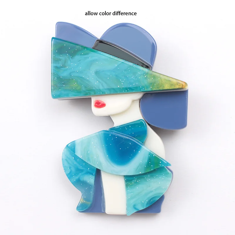 handmade fashion accessories acrylic cartoon women portrait brooches popular clothing bag accessories