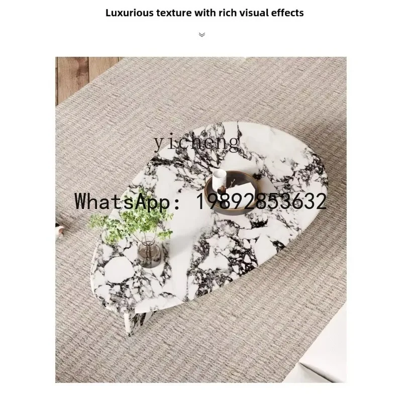 X6 marble coffee table living room home cream style retro marble special-shaped simple modern creativity