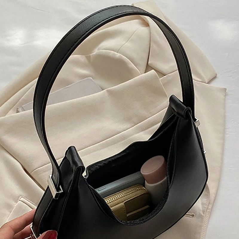 Fashion Luxury Design PU Leather Hobo Shoulder Bag Women Small Clutch Handbag Purse Female Underarm Bag Travel Totes