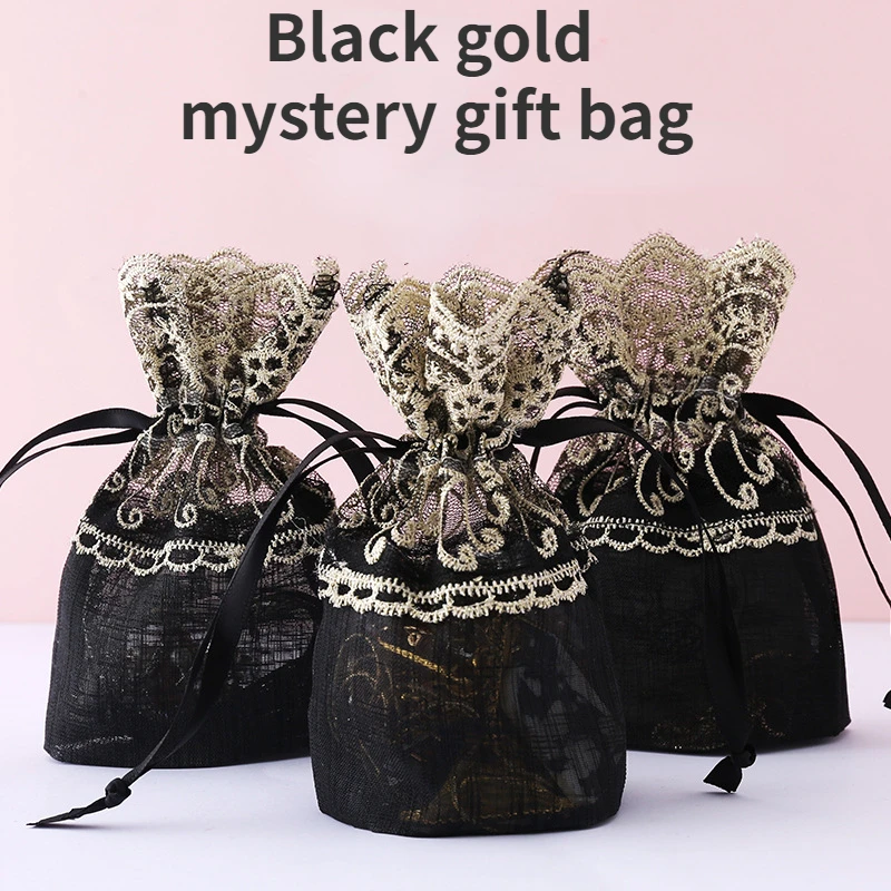 

New Deluxe and Elegant Black Gold Lace Drawstring Bag–Perfect for All Your Gift Giving Needs Gift Bag Wedding Favors for Guests