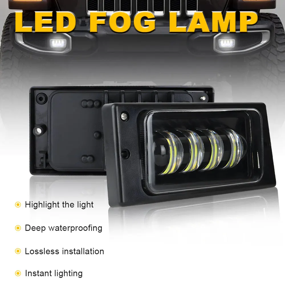 Car LED Fog Light Assembly Square Fog Passing Headlight Waterproof 12V 6000K White Cars Front Fog Lamp For Lada 2010 -2017 view 3