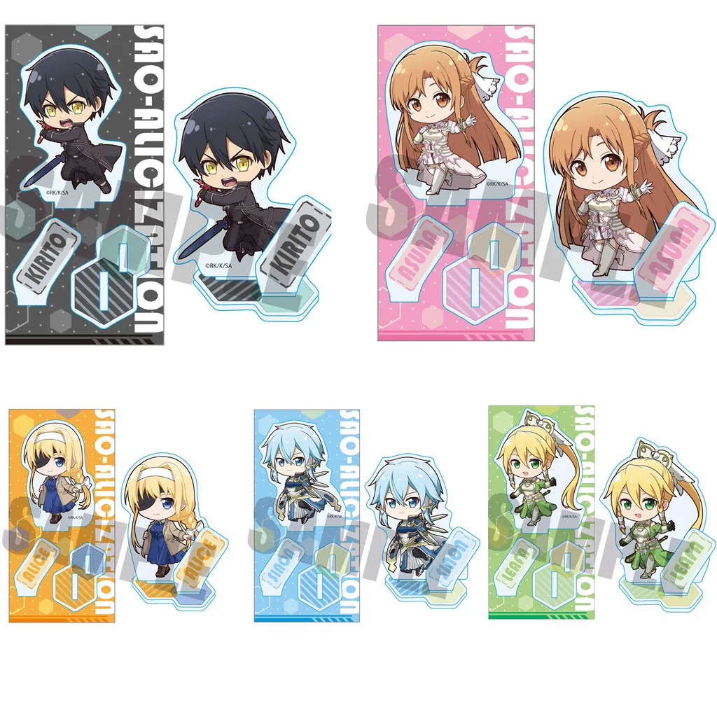 Kirito Sinon Kirigaya Kazuto Yuki Asuna Anime Mini Figure Doll SAO Acrylic Stands Model Cosplay Toy for Gift