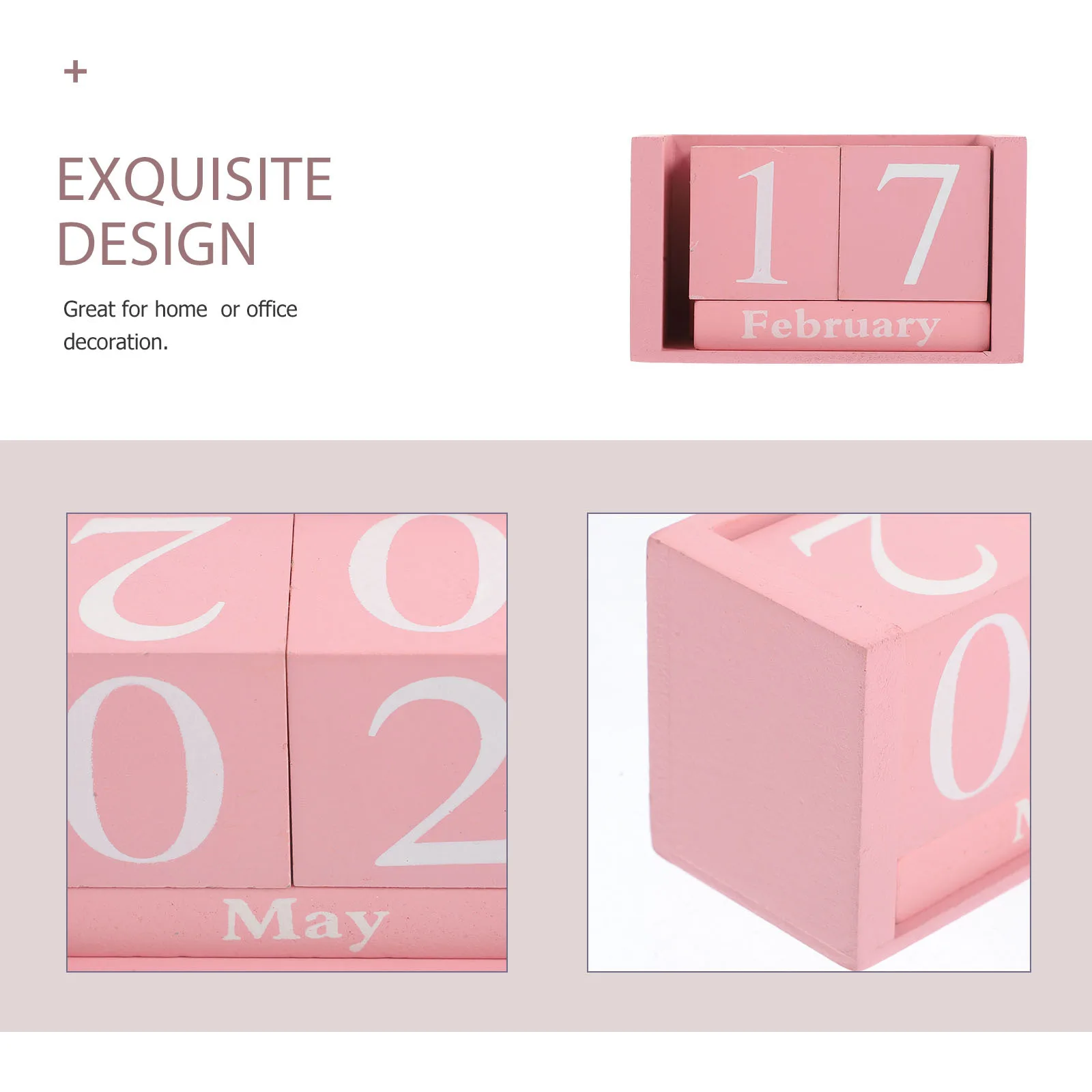 Ручной календарь с календарем, блоки с ручным устройством смены даты, вечное деревянное украшение для стола для домашнего офиса, розовое