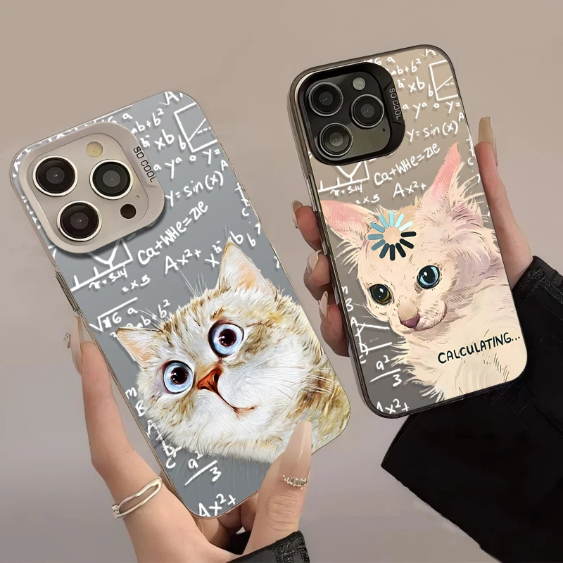 التفكير مفاجأة القط قضية الهاتف لسامسونج غالاكسي S23 S24 S25 S22 الترا S21 زائد FE A56 A36 A26 5G A16 A06 4G نوت 20 غطاء #2