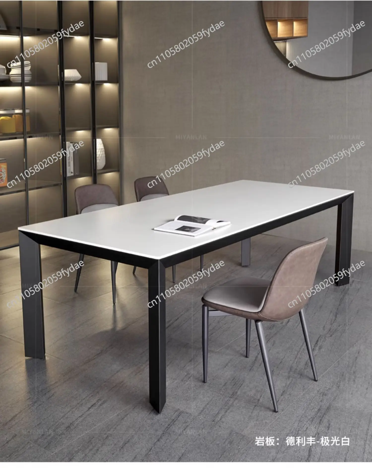 Slate dining table Italian minimalist small apartment modern light luxury rectangular dining table and chair combination