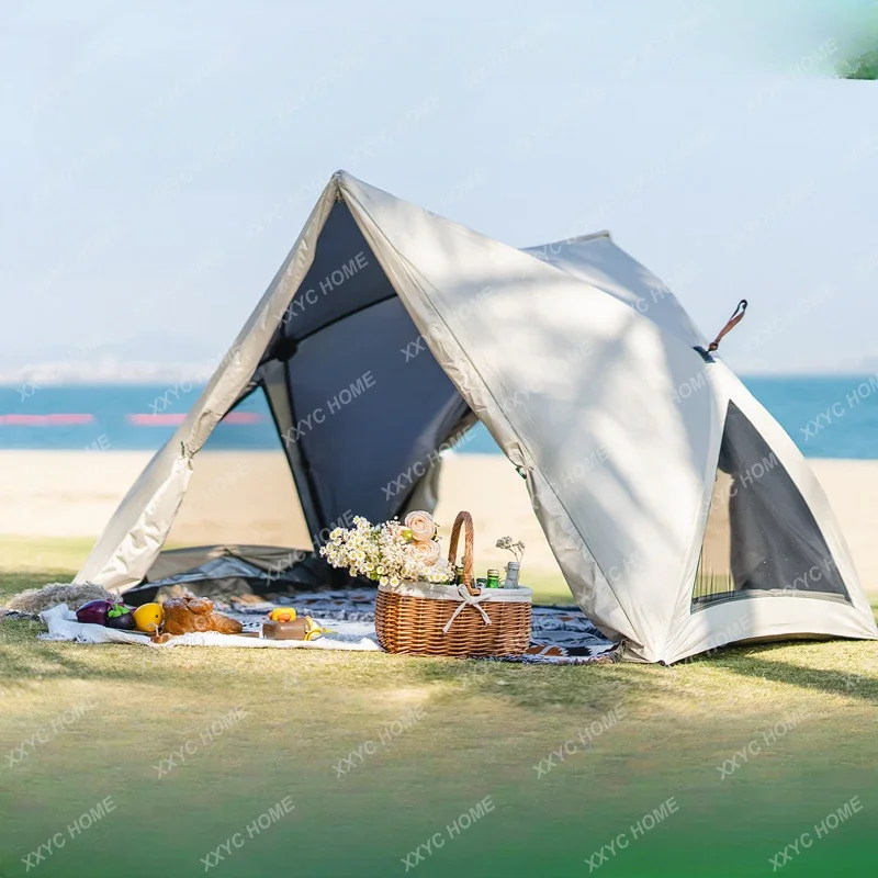 Beach Tent Outdoor Folding Sunscreen and Rain-Proof Camping Tent Park Picnic Couple Double-Person Tent