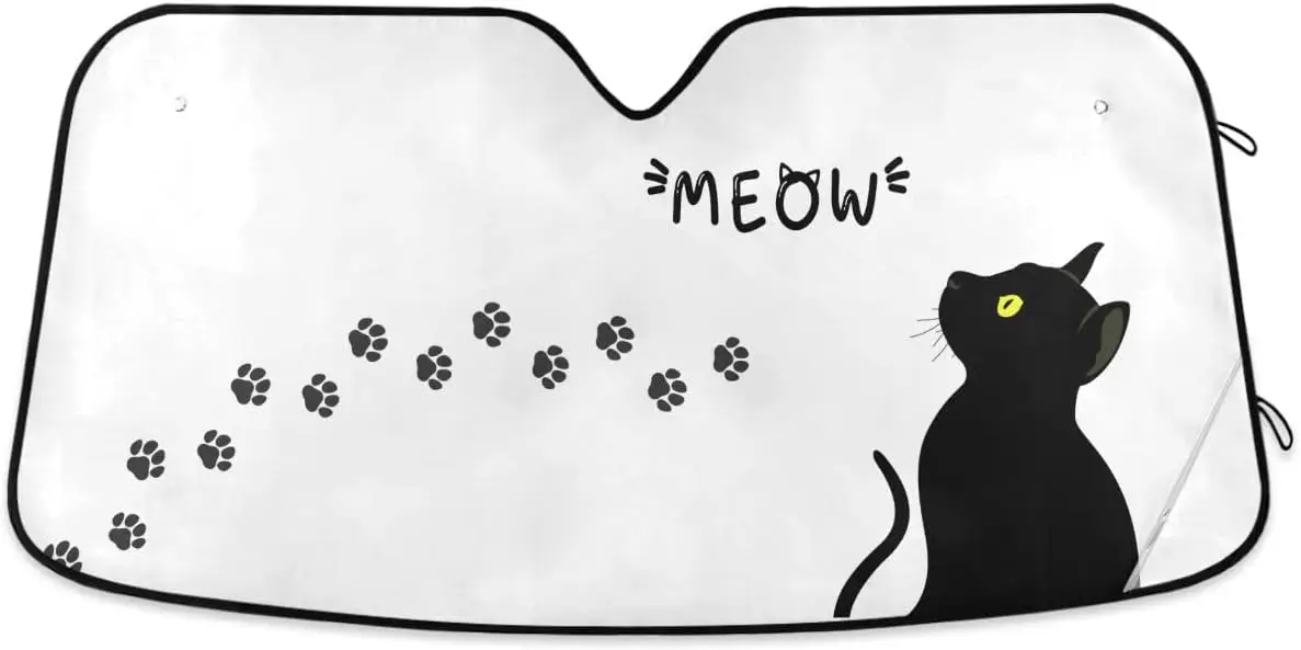 

Black Cat Car Windshield Sun Shade Kitty Paw Meow Car Sun Visor for UV Rays and Sun Heat Protection Cute Animals Blocks Heat and