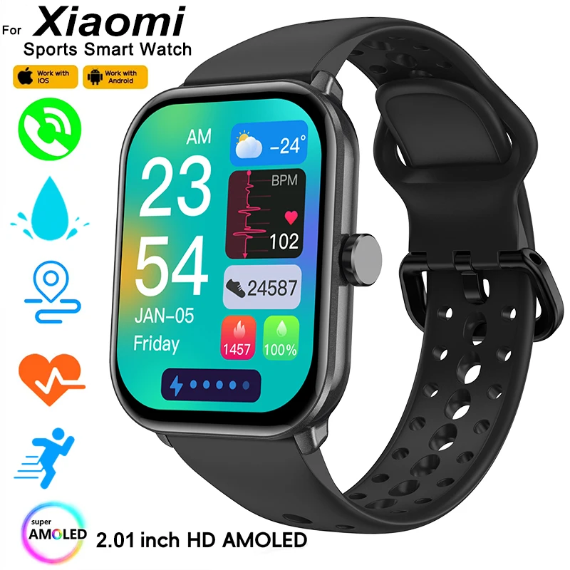 Voor Xiaomi Watch 5. Global Version Heren Dames HD AMOLED-scherm Hartslag Bluetooth Oproep GPS Track Waterdicht Sport Smart Watch