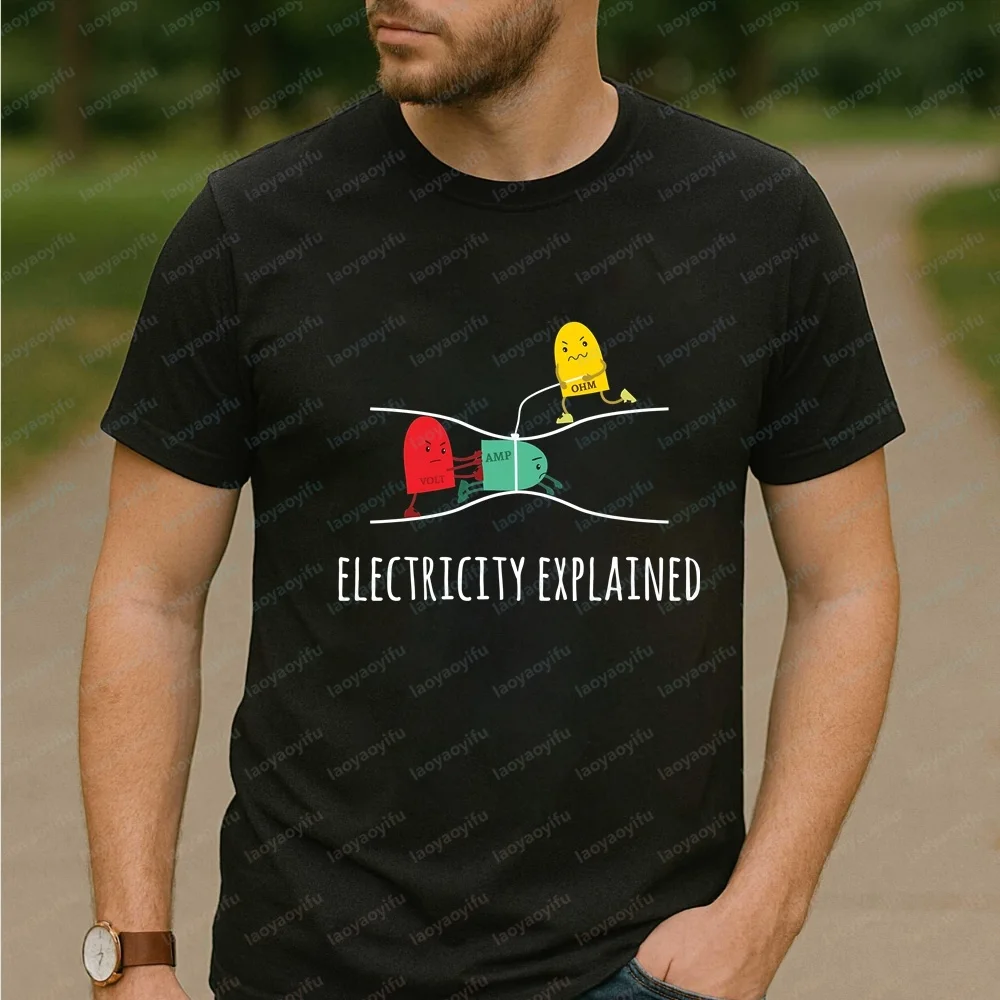 Electricity Explained Electricity Explained - Electricity Physics Short-sleeved Men's Women's Round-neck Comfortable T-shirt