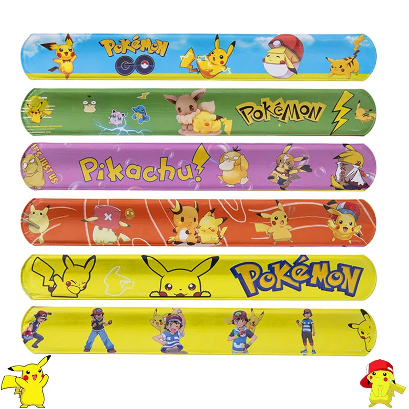 Pokemon  Button Bracelet Pikachu Statue Anime Wristband Children's Clapping Band Education Toy Boys and Girls Birthday Party Gif