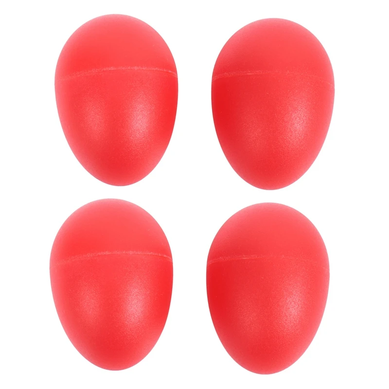 2 Pair Plastic Percussion Musical Egg Maracas Shakers Red