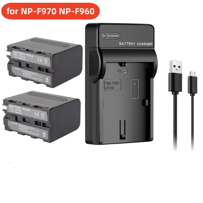 

7800mAh NP-F970 NP F970 NPF970 Li-ion Camera Battery + USB Charger For Sony NP F750 F550 F530 F970 F570 F960 F930 F950 F330 F770