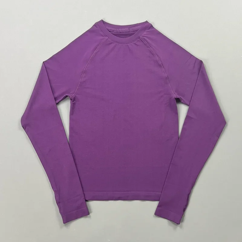 Damen Langarm Yoga-Oberteil mit Rundhalsausschnitt, Raglanärmeln und Daumenlöchern, Slim Fit Cropped Workout-Shirt, Nahtlos Atmungsaktives Sport-Lauf-Gym-Top – Detail 9