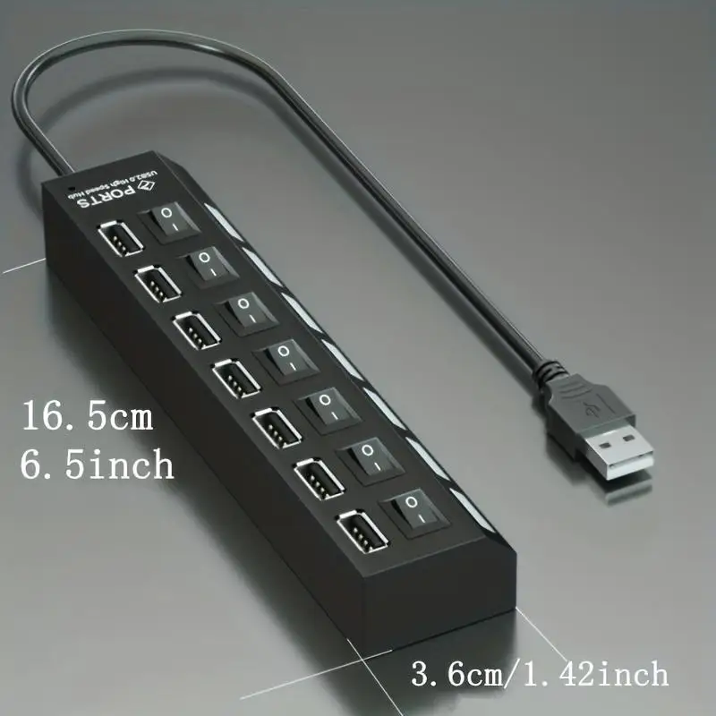 USB 2.0 Hub Multi Port USB Splitter High Speed Hub Use Power Adapter 4/7 Ports Multiple Expander Led Switch Lamp Hub For Laptop