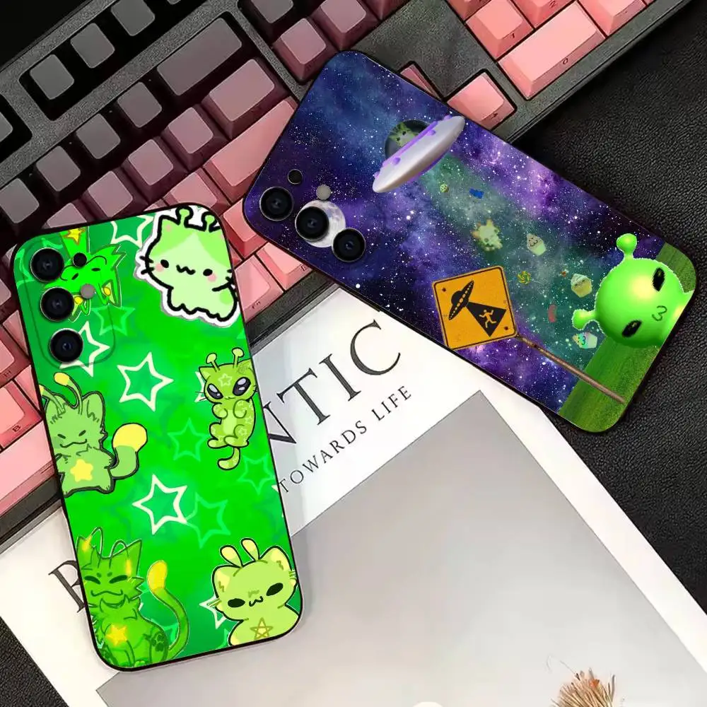 Alien Cat Green Funny Gnarpy Meme  Phone Case For Samsung Galaxy S26 25 24 23 Ultra Puls Cover
