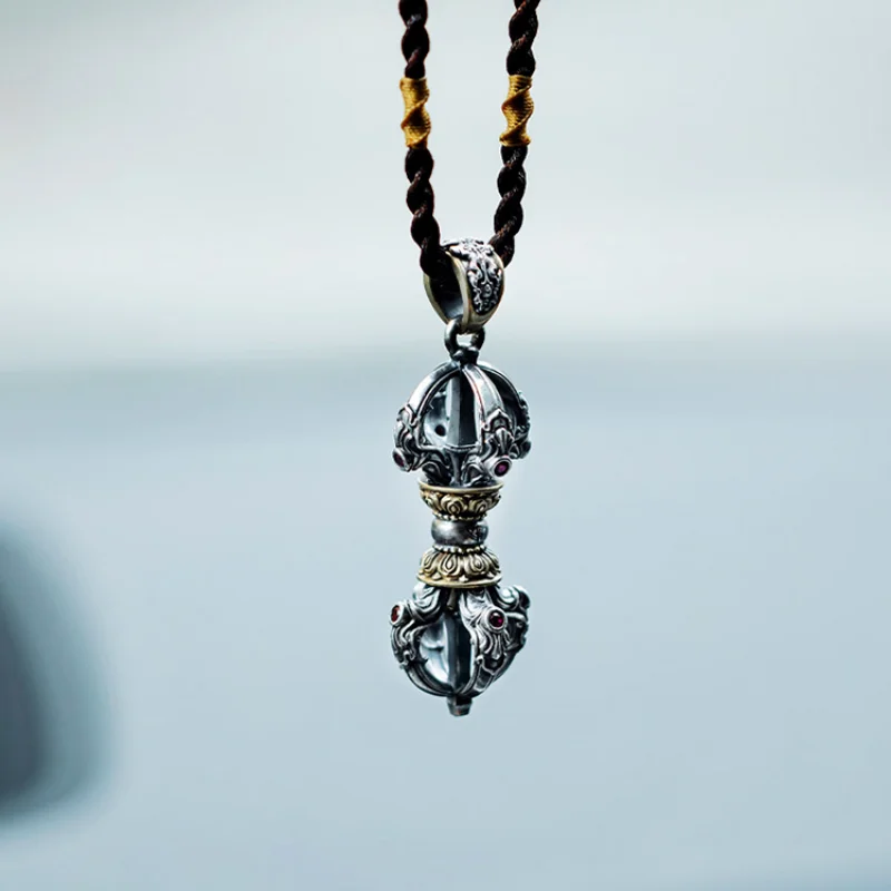 New Vajra Pestle Tibetan Style Handle Pieces for Men and Women Retro Ethnic Style Necklace Pendants Jewelry