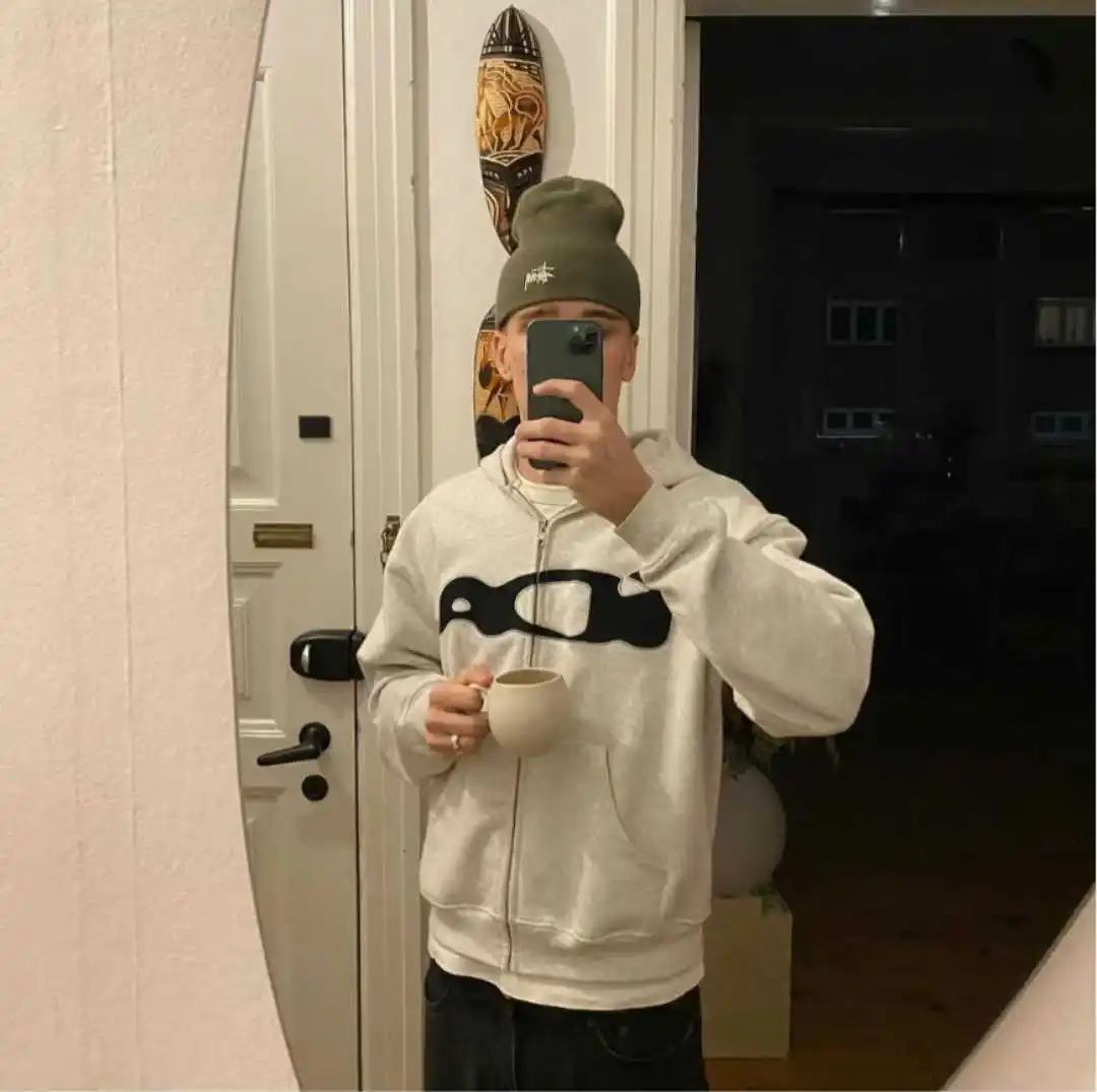 جديد النمط الأمريكي العصرية العلامة التجارية Ida Sply البريدي هوديي شعار مطرز نحى زيبر للجنسين البلوز ربيع الخريف لباس غير رسمي #2