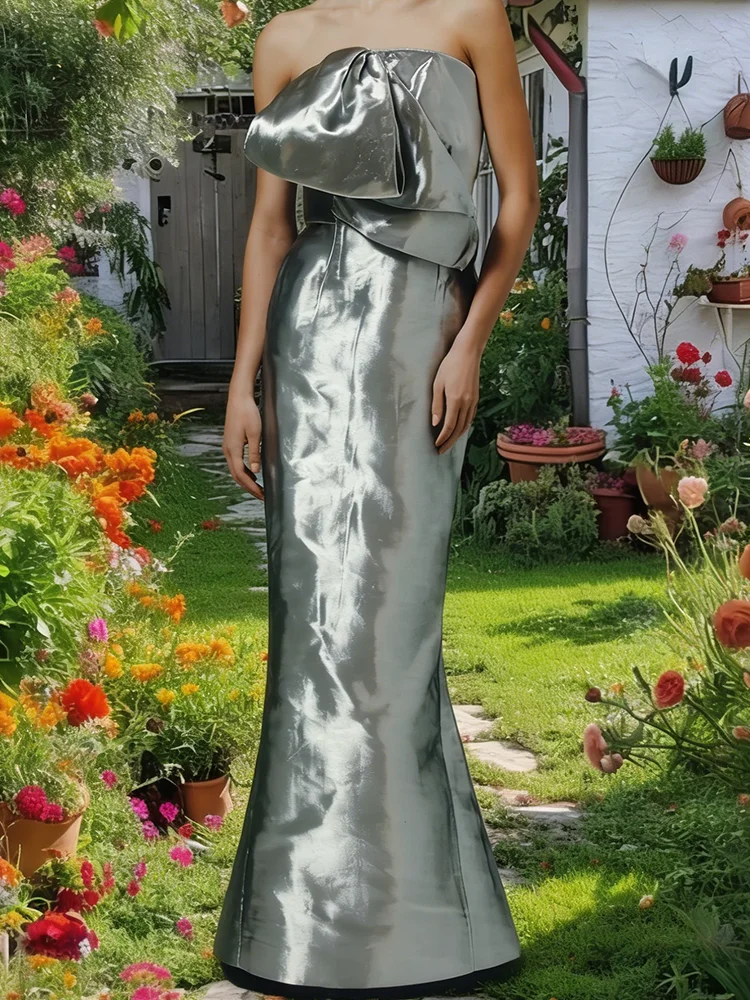 Robe de soirée de forme sirène, Chic, sans bretelles, froncée, sans manches, robes de bal d'anniversaire, personnalisées