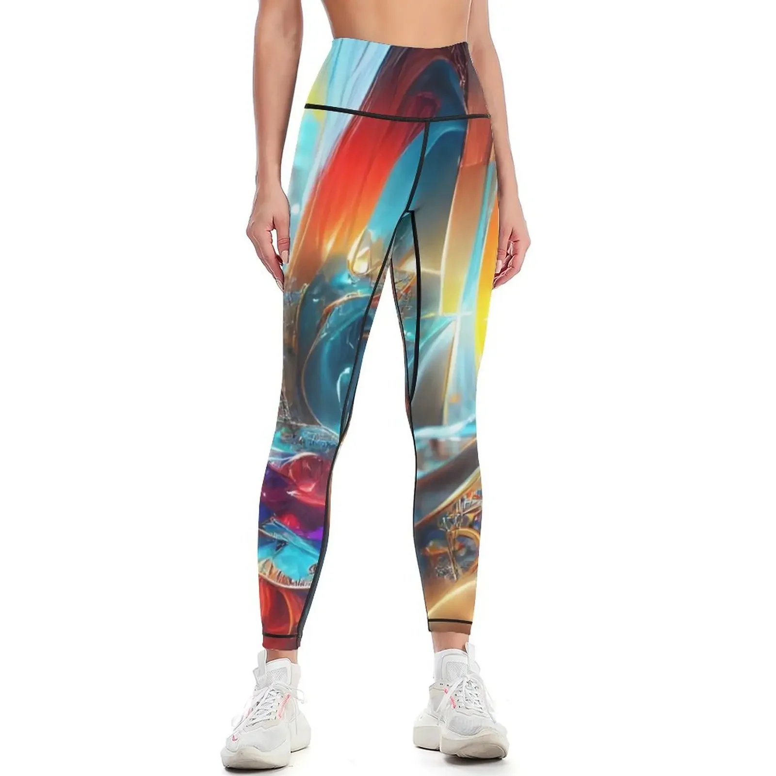 

Fraction - Abstract Art, Modern Art, Artificial Intelligence, AI, Surrealism, Wall Art, Decor Leggings sport set Womens Leggings