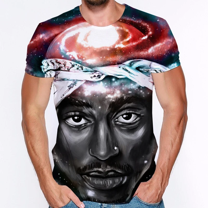 Top Rap Tupac Shakur 2Pac T-shirt Legendary Rapper 3D Printing Men\'s and Women\'s Fashion Casual Camisetas Hombre Oversized Top