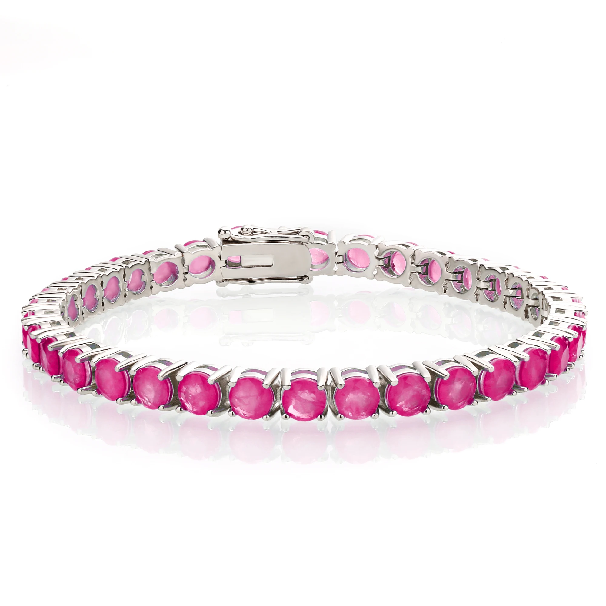 

Vientiane Jewelry Fusion Tennis Bracelet Red - White Gold Plated Round Double Stone Tennis Bracelet