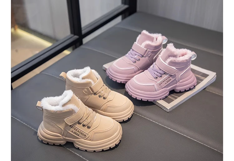 Winter-Kinder-Schneestiefel für Jungen, Plüsch, dick gefüttert, warme Schneestiefel für Mädchen, rutschfeste Outdoor-Stiefel, Schülerschuhe, Wanderschuhe, High-Top. – Detail 2