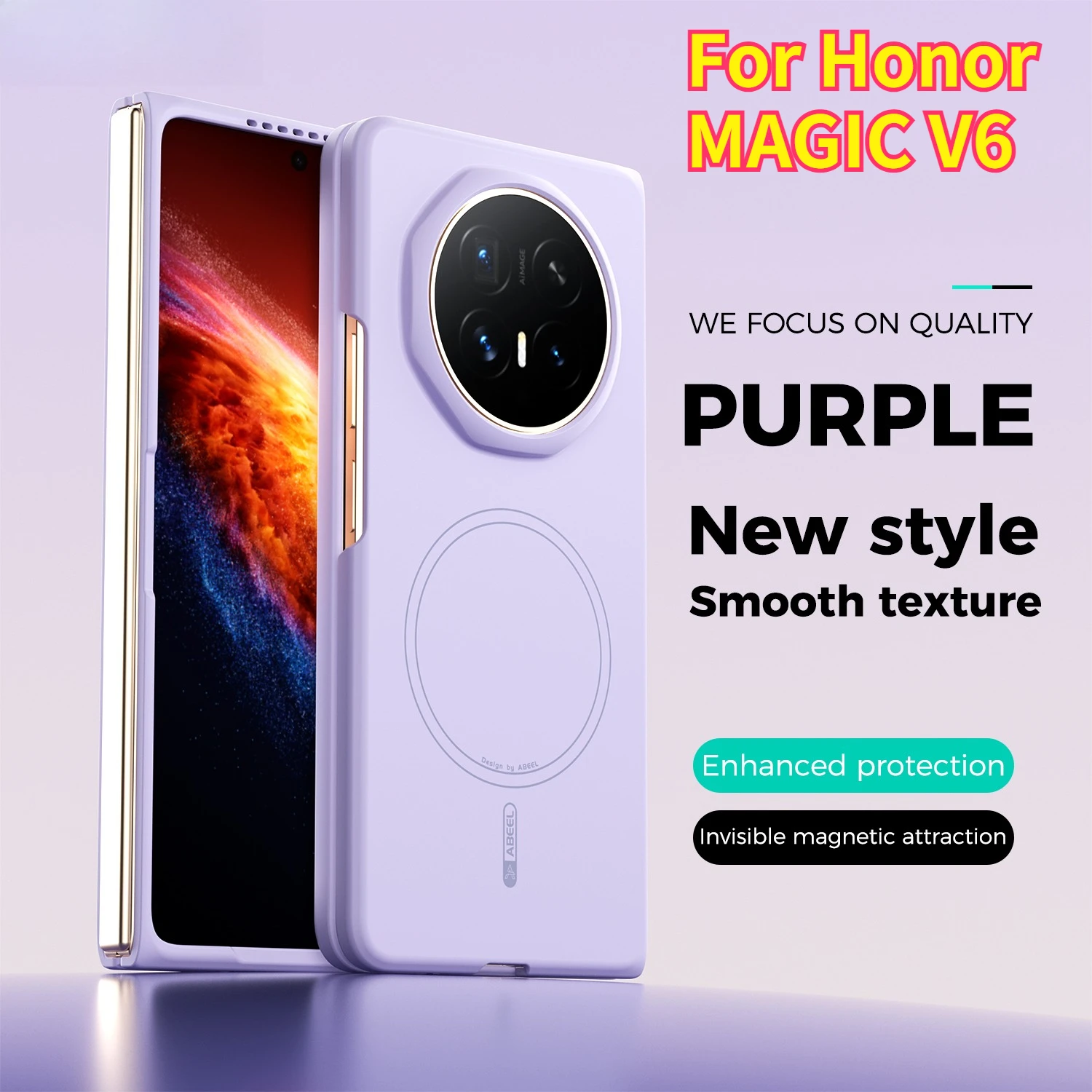 Premium Color Silicone Smooth Touch Shockproof Fold Case for Honor Magic V6 for Magsafe Magnetic Wireless Charge Non-slip Cover