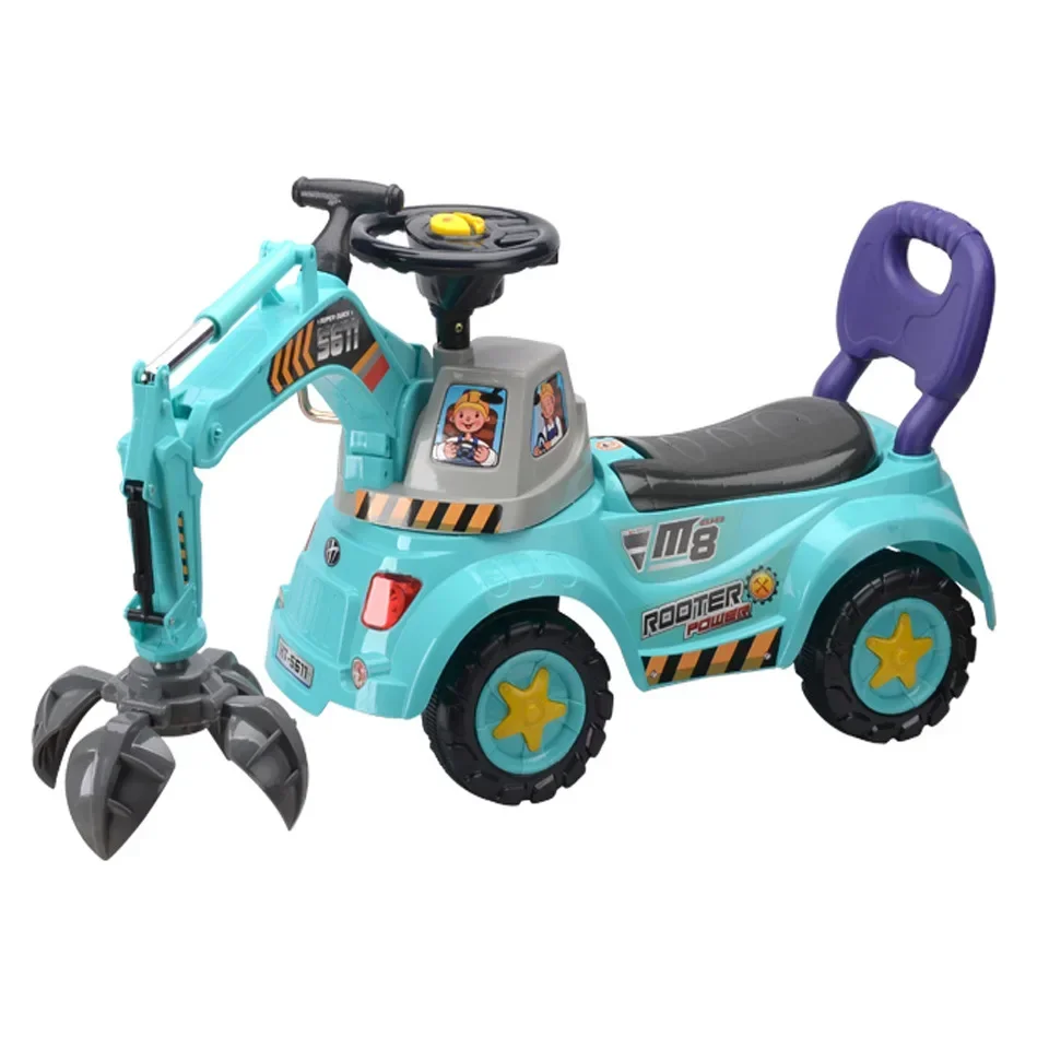 4-wheeled scooter Multi-function children's engineering vehicle Children's crane scenario simulation Grab the doll machine toy