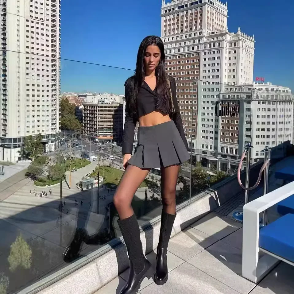 Mode frauen Hohe Taille Röcke Anti-exposition Plissee Rock Shorts Frauen Gestreiften Plissee Shorts Frau Casual Mini Röcke