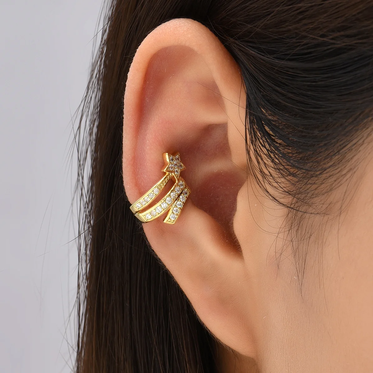 

JF 2023 New Original Design Fashion Trend Shines Micro-inlaid Zircon Meteor Ear Bone Clip Women's Ear Clip