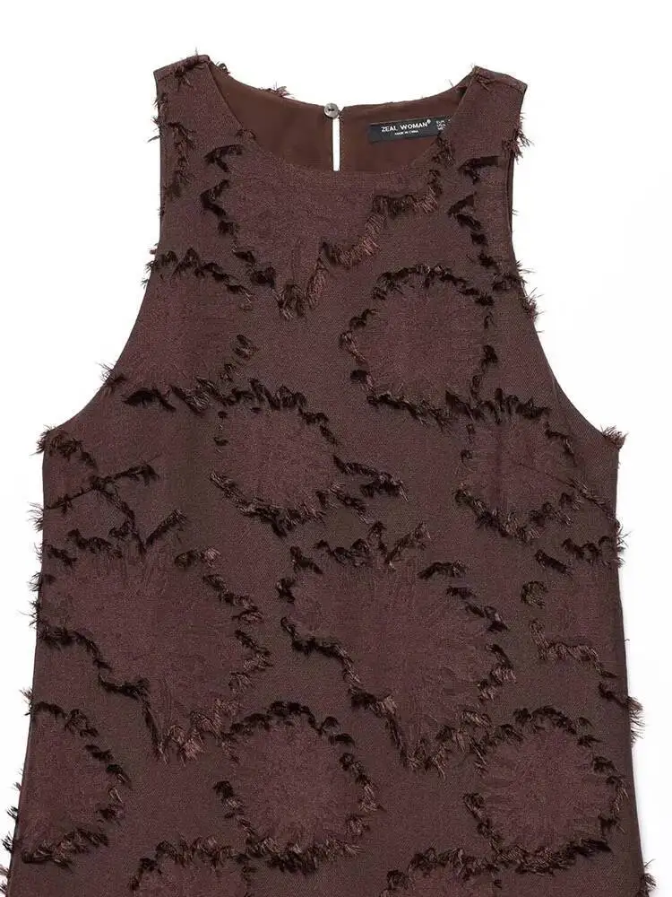 2025 여름 여성 미니 드레스 패션 솔리드 슬리브리스 O넥 사이드 지퍼 여성 우아한 스트리트 탱크 드레스 의류 7HXX