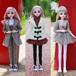 Fashion 60cm Doll Clothes or Princess Doll Set Casual Doll Clothes Dress 4D Eyeballs Bjd Doll Kids Girls Doll Gift Toy