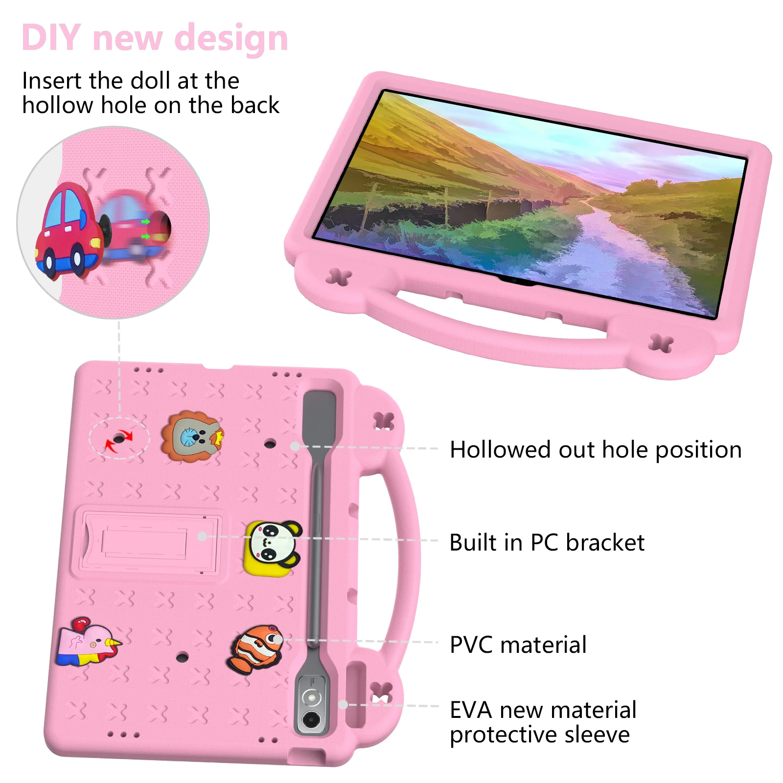Kids Case for Lenovo Tab P12 12.7 inch TB-370FU TB-371FC Xiaoxin Pad Pro 12.7 TB375FC TB373FU EVA Bear Handheld Tablet Cover