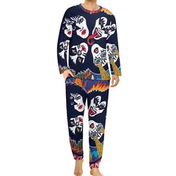 Kiss Band Pajamas Daily 2 Piece  Cool Pajama Sets Men Long Sleeve Casual Design Nightwear 3XL 4XL 5XL