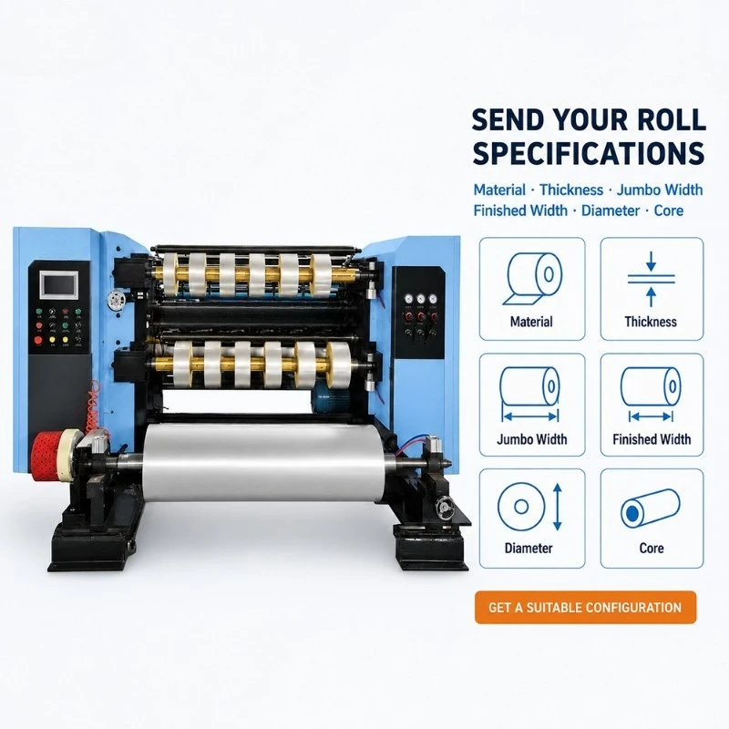 Vertical Duplex Rewinding Slitter Machine for Flexible Film Paper Foil and Narrow Finished Roll Conversion